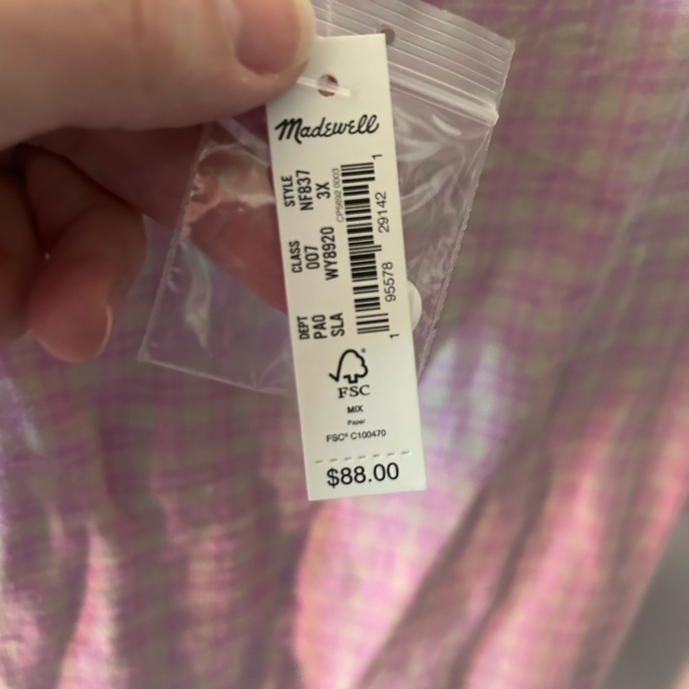 Madewell Plus Size 3X Linen Blend Puff Sleeve Button Wrap Top Sweet Lavender Pld - Picture 13 of 13